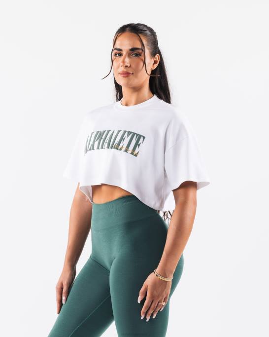 republik crop tee Kvinder Alphalete J8D2193 tøj hvid