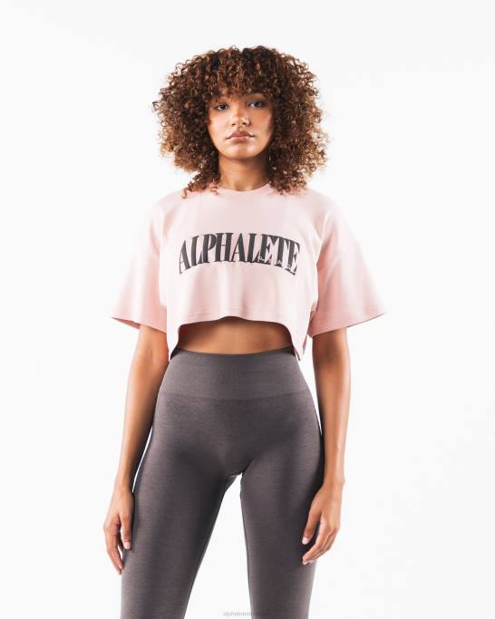 republik crop tee Kvinder Alphalete J8D2198 tøj flad rosa pink