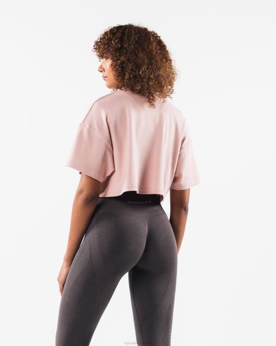 republik crop tee Kvinder Alphalete J8D2198 tøj flad rosa pink