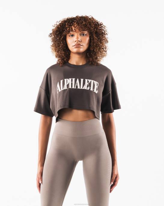 republik crop tee Kvinder Alphalete J8D2200 tøj tyrkisk kaffe brun