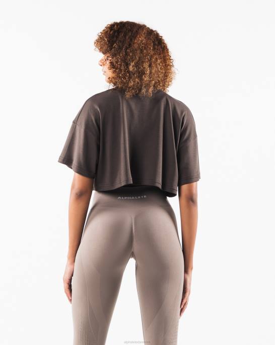 republik crop tee Kvinder Alphalete J8D2200 tøj tyrkisk kaffe brun
