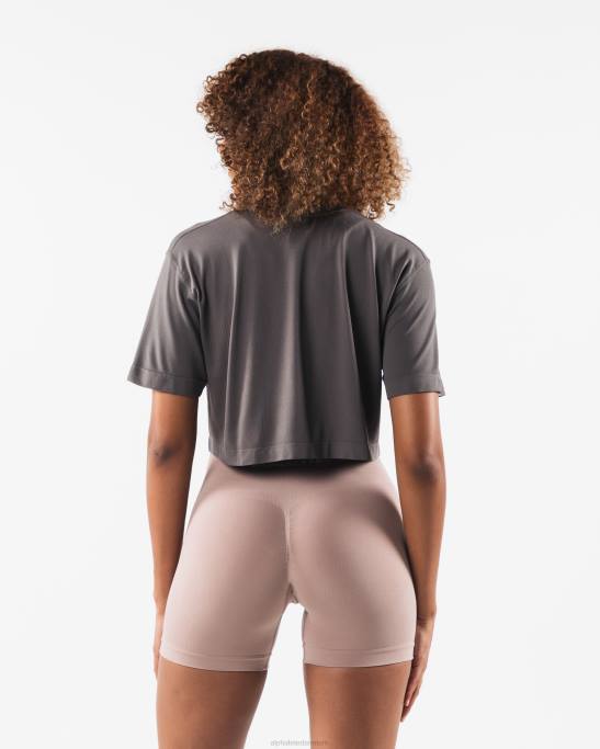 wolf head airtech ss crop Kvinder Alphalete J8D2208 tøj støvet betongrå