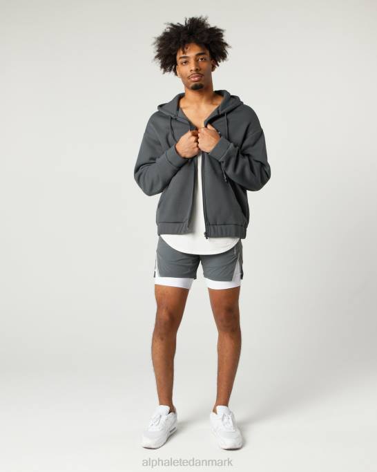klassisk jakke med fuld lynlås Mænd Alphalete J8D2638 tøj røg grå