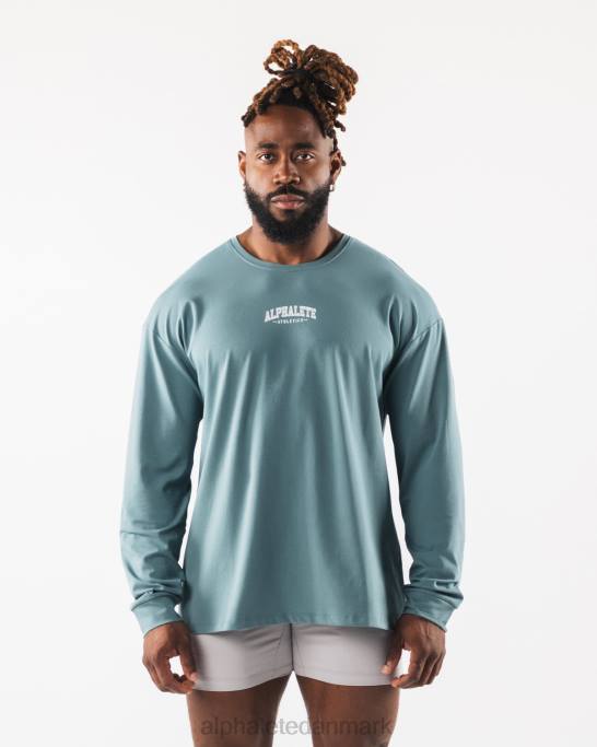 aa paisley print ls t-shirt Mænd Alphalete J8D2529 tøj turkis blå