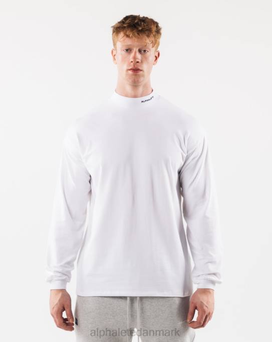 børstet kerne mock neck ls Mænd Alphalete J8D2538 tøj hvid