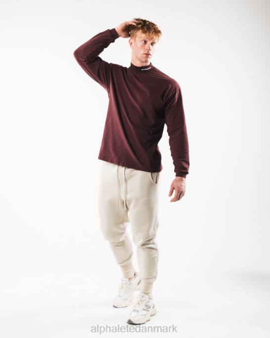 børstet kerne mock neck ls Mænd Alphalete J8D2540 tøj sangria rød