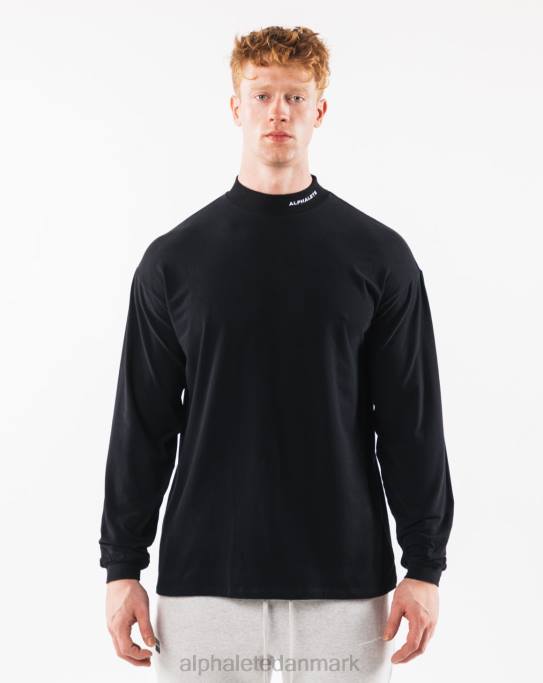 børstet kerne mock neck ls Mænd Alphalete J8D2541 tøj sort