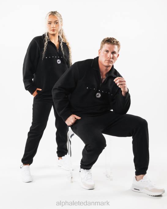 king kvart lynlås unisex Alphalete J8D2487 tøj sort