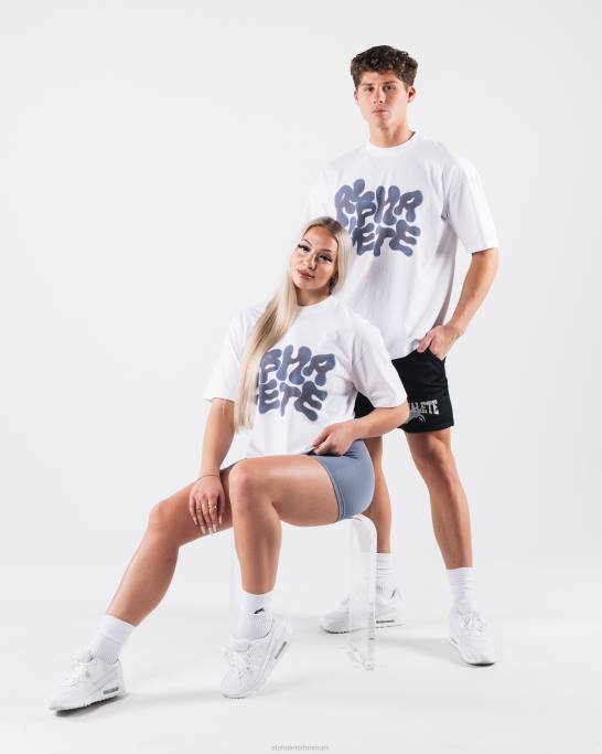 radial sløring t-shirt unisex Alphalete J8D2195 tøj hvid